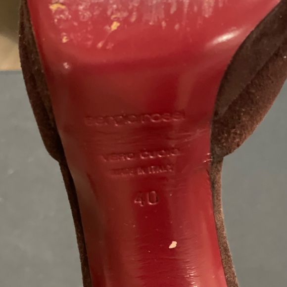 SERGIO ROSSI Leather and Suede Peep Toe Heels - Picture 3 of 7